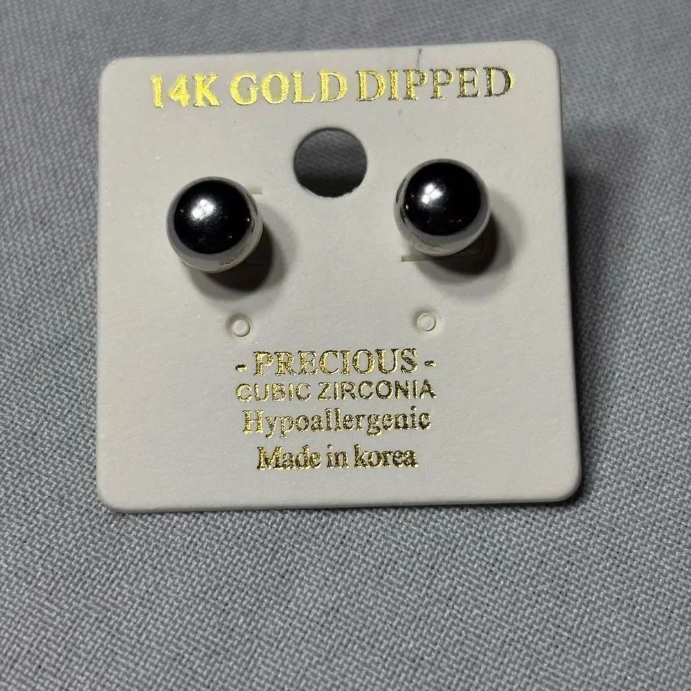 New! 14K White Gold Dipped Hypoallergenic Stud Earrings